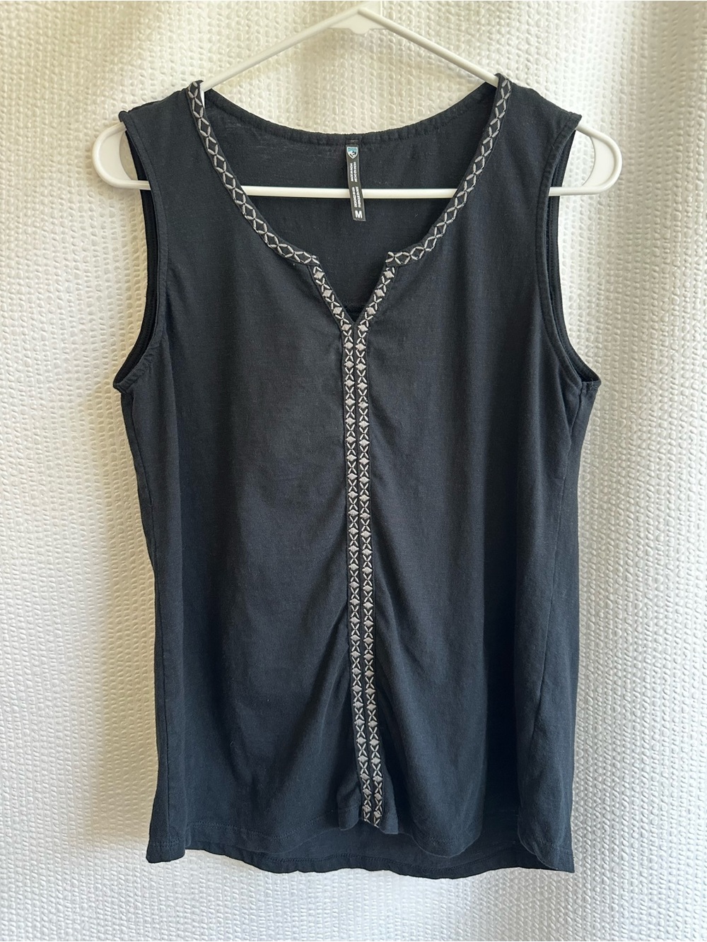 KUHL Shay Tank Black Embroidered Organic Cotton Sleeveless Top Size Medium